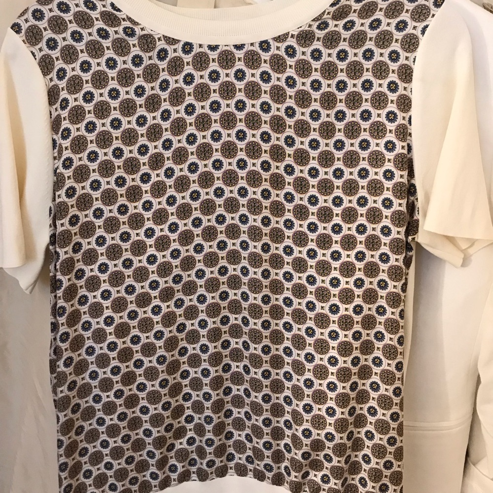 Tory Burch silk front Patterned Short Sleeve Top